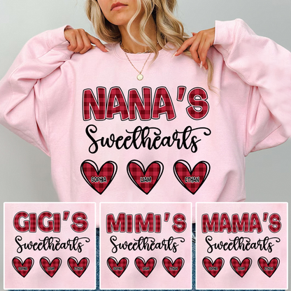 Nana's Sweethearts Sweatshirt, Custom Printed Heart Sweatshirt As A Gift For Grandma And Grandchildren