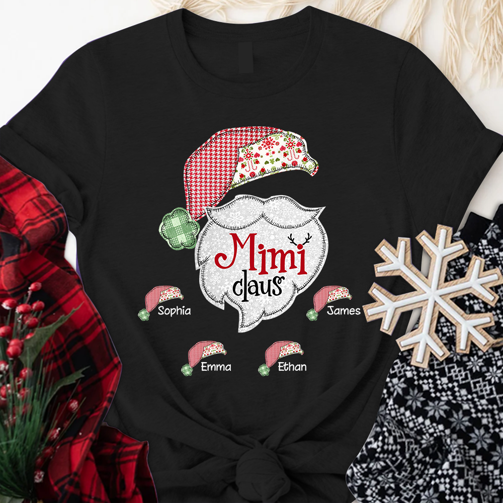 Custom Mimi Claus With Grandkids Christmas T-Shirt