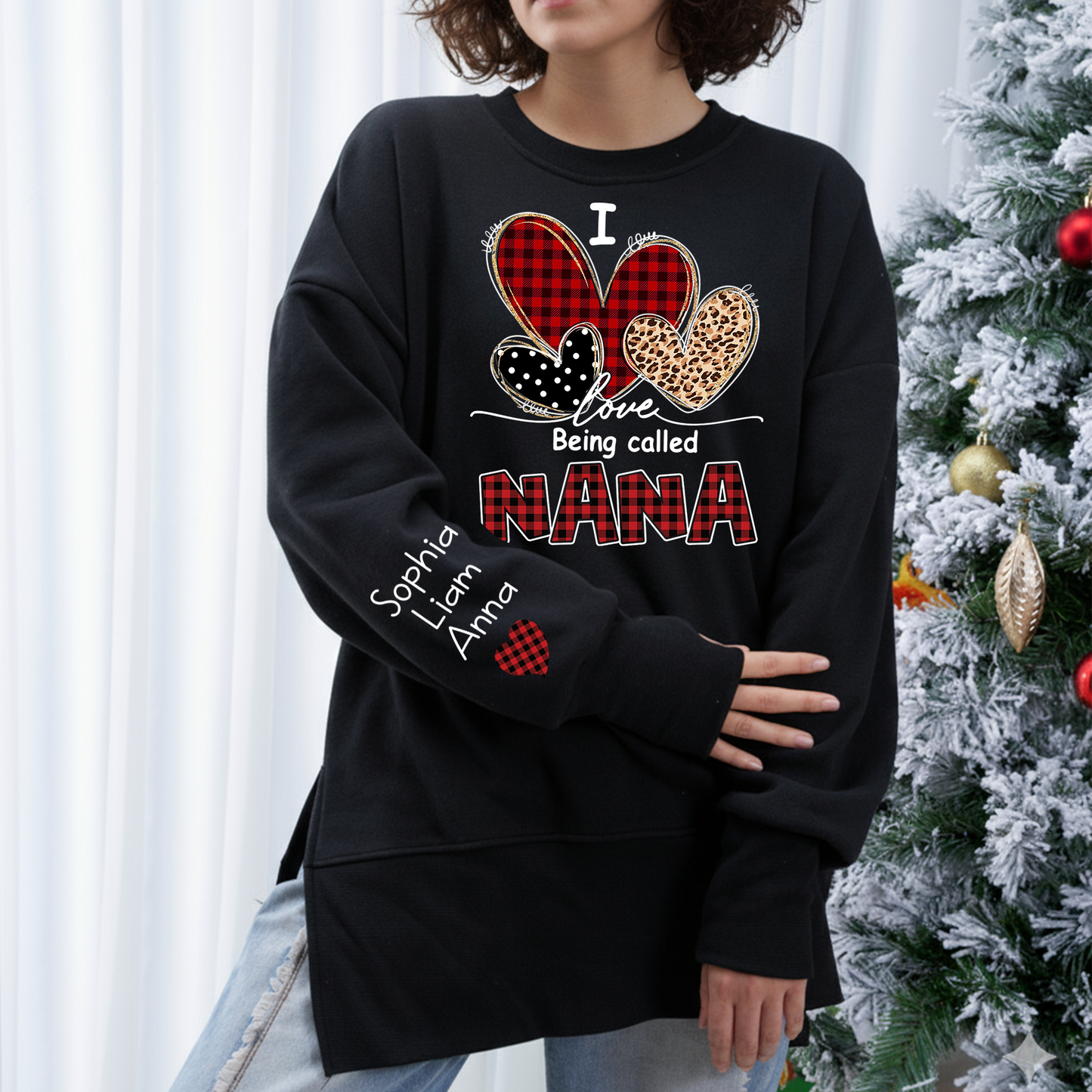 I Love Being Calling Nana Oversized Sweatshirt, Personalized Grandma Shirt with Kids Names