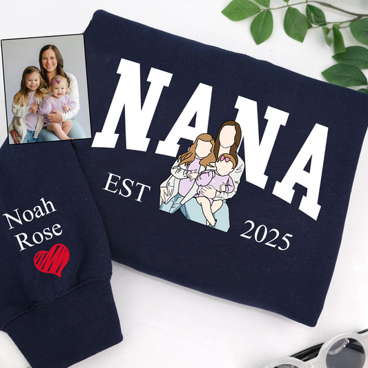 Personalized Custom Photo Portrait, Giver Custom Nana And Kids For Family Gift