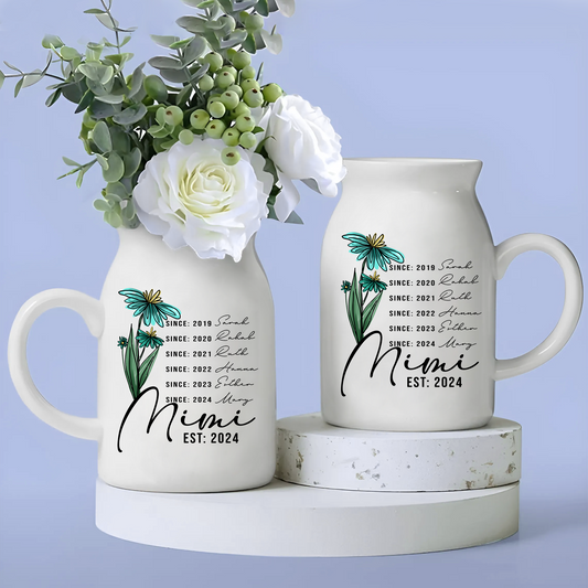 Custom Mimi Est And Sine kids Flower - Custom Home Decoration Flower Vase According To Family Requirements - Warm Gift For Mother's Day, Ceramic Flower Vase