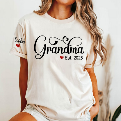 Grandma Gifts Personalized Grandma Est Shirt, Custom T-Shirts For Grandma And Kids 2025