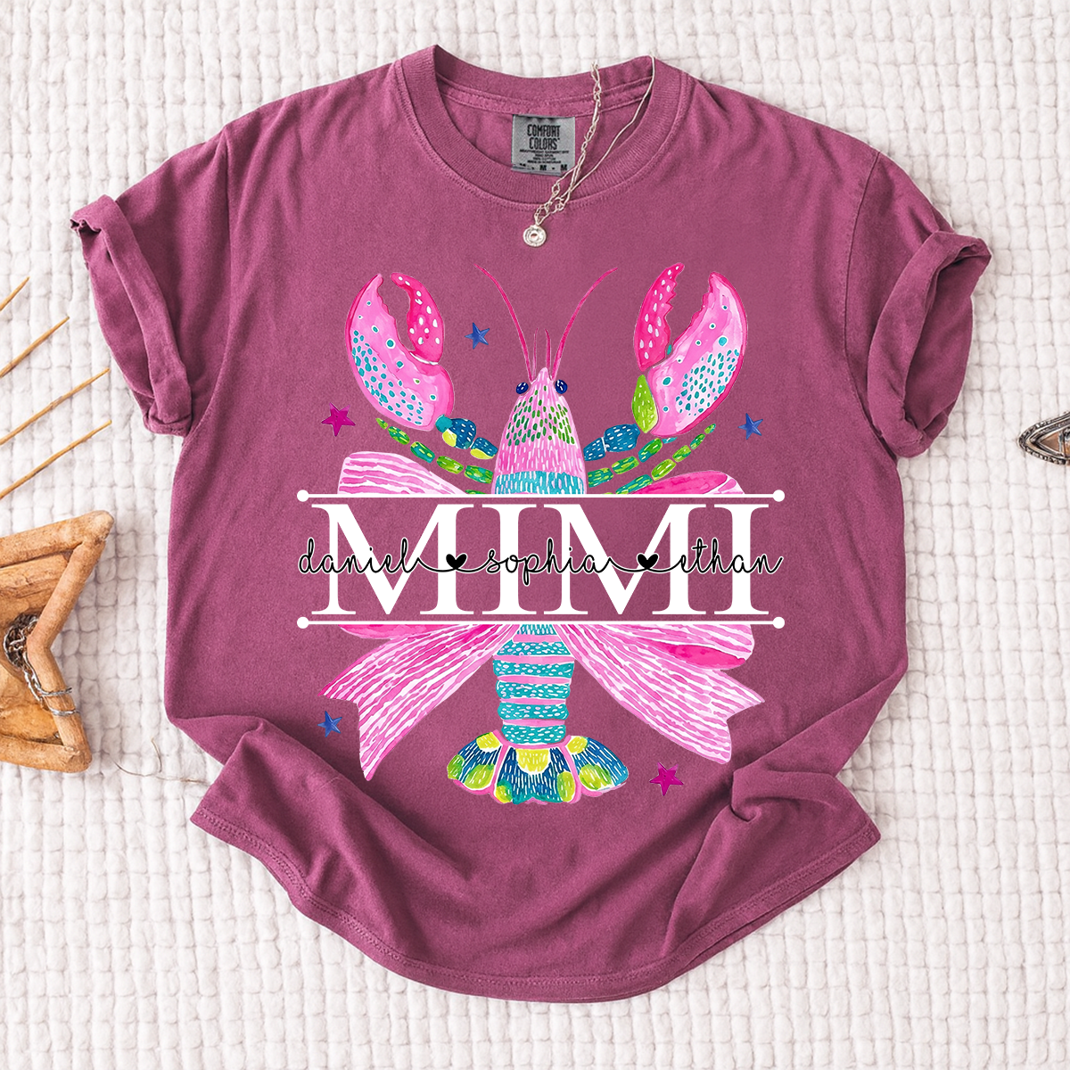 Comfort Colors® Mimi Lobster Family Name Shirt, Unique Personalized Crab T-Shirt for Grandma, Lobster Summer Graphic Top