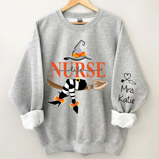 Nurse Life Witch Halloween, Custom Name Sweatshirt Halloween, Gift For Nurse TH