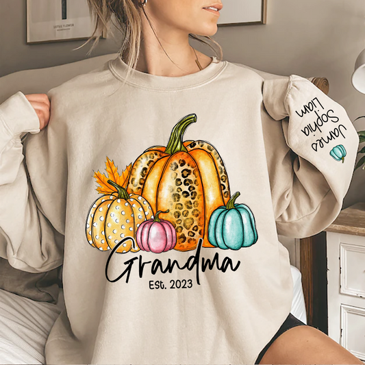 Fall Autumn Sweatshirt, Grandma Est With Grandkids Autumn, Grandma Gift TH
