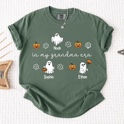 Comfort Colors® In My Grandma Era Halloween Tee, Custom Gifts for Grandma and Grandchild