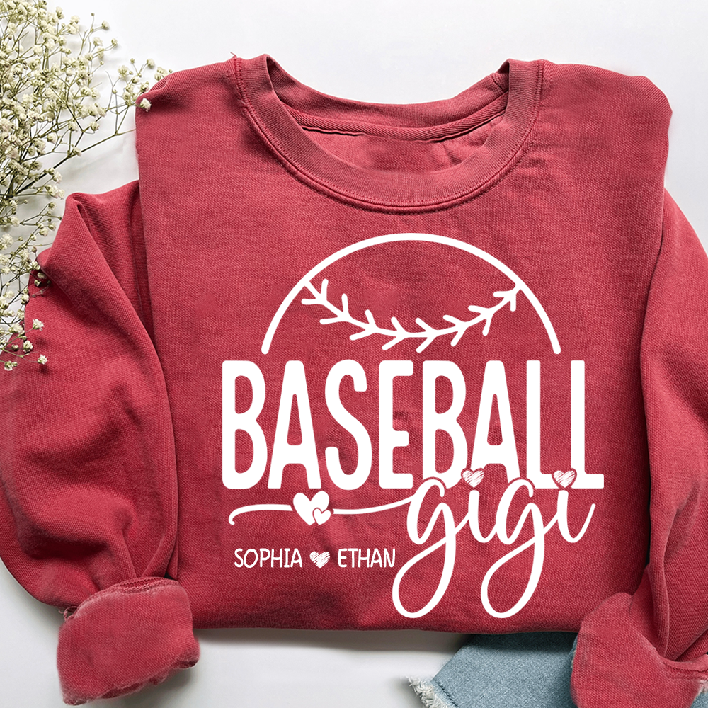 Personalized Baseball Gigi Sweatshirt, Custom Gift For Grandma And Kids