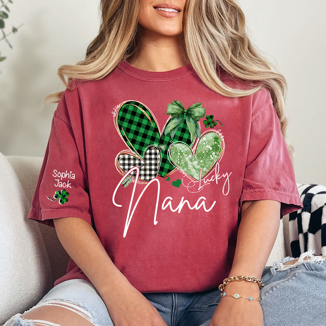 Lucky Nana Heart St Patrick’s Day T-Shirt, Gift For Grandma And Kids