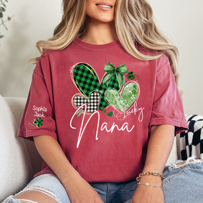 Lucky Nana Heart St Patrick’s Day T-Shirt, Gift For Grandma And Kids