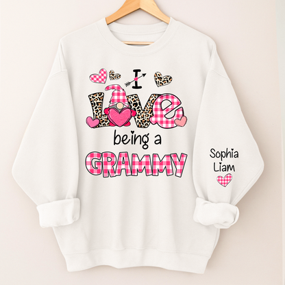 Personalized I Love Being a Grammy Sweatshirt with Children Names, Valentine Inspired Family Clothing