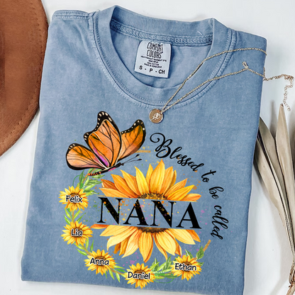 Comfort Colors® Blessed Nana Sunflower Butterfly T-Shirt, Gift For Grandma T-Shirt
