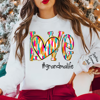 Personalized Love grandmalife Colorful And Grandkids Chritsmas Sweatshirt