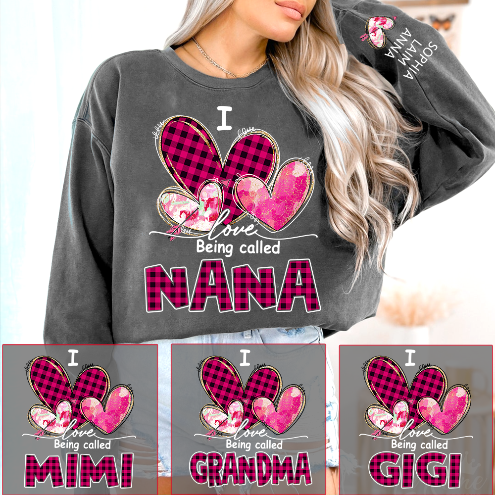 I Love Being Called Mimi Pink Tone Design, Grandma Sweatshirt Personalized with Kids Name