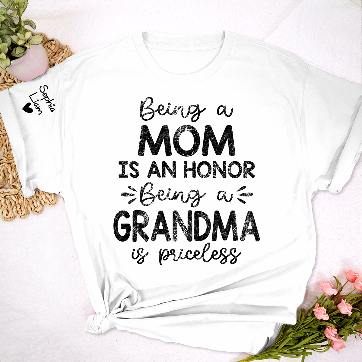 Being a Mom is an Honor Being a Grandma is Priceless Tee, Custom Grandma Shirt, Gift Idea for Mom and Grandma