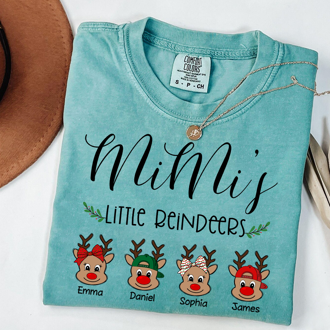 Comfort Colors® Personalized Mimi’s Little Reindeers Christmas Sweatshirt With Grandkids Names