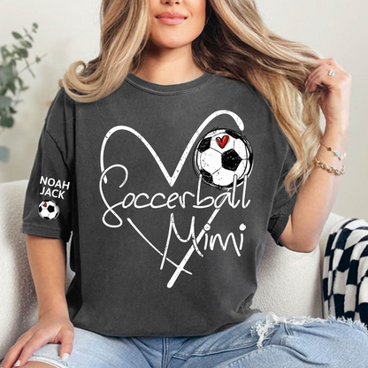 Personalized Soccer Mimi Shirt, Soccer Ball Heart Design with Kids Names