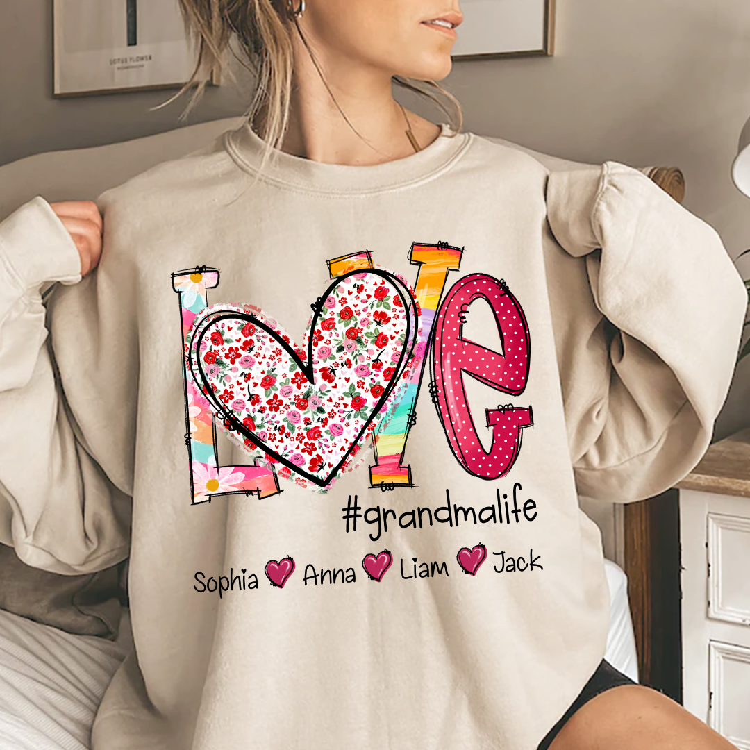 Valentine Heart Custom Name Grandma And Kids LTP01