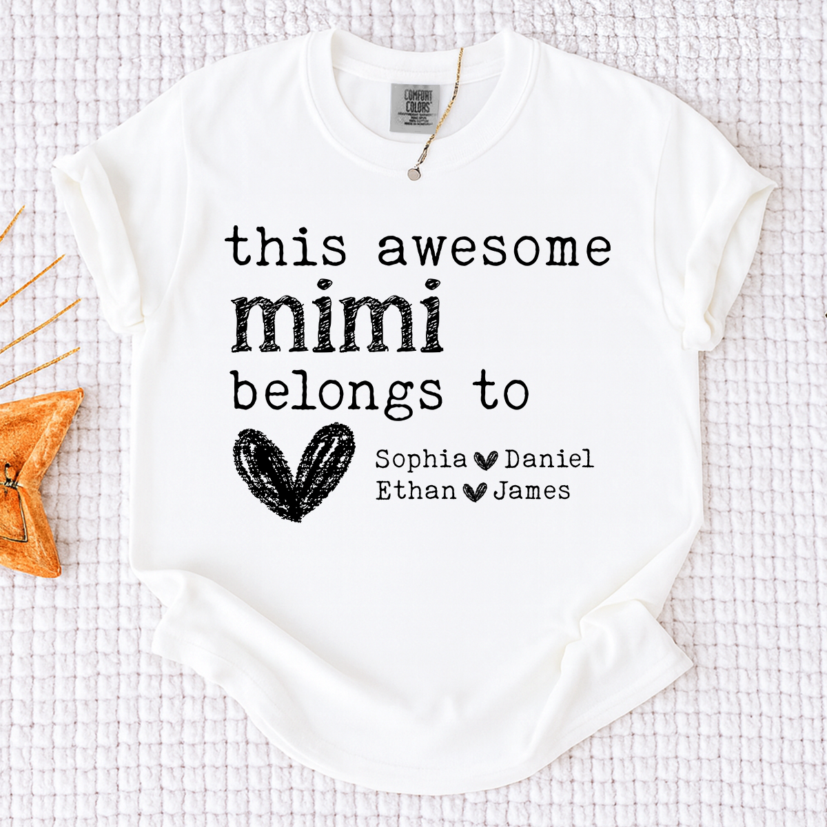 Comfort Colors This Awesome Mimi Belongs To Shirt, Personalized Mimi T Shirt with Kids Names, Custom Grandma Gift, Cute Family Tee