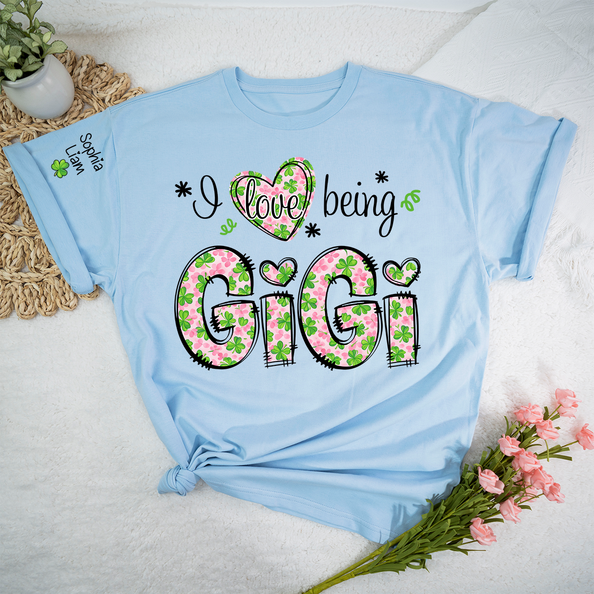 I Love Being Gigi Shirt, St Patrick’s Day Gigi Shirt With Shamrock Pattern