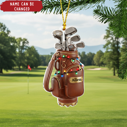 Personalized Golf Ornament – Merry Christmas Tree Decoration for Golfers, Custom Name Gift Ornament