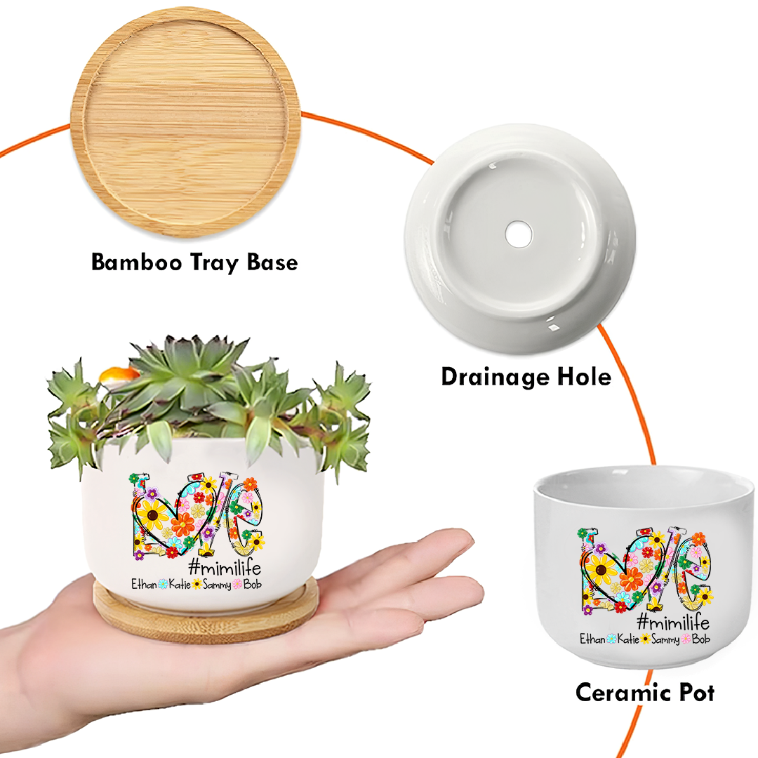 Colorful Love Daisy Grandma Plant Pot