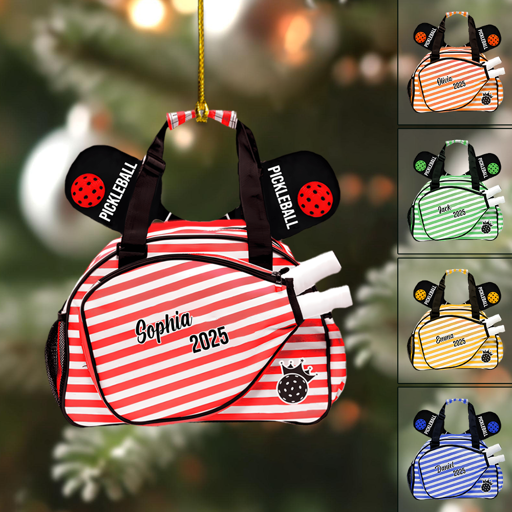 Personalized Pickleball Ornament 2025 – Custom Name Sports Bag Christmas Tree Decoration Gift Ornament