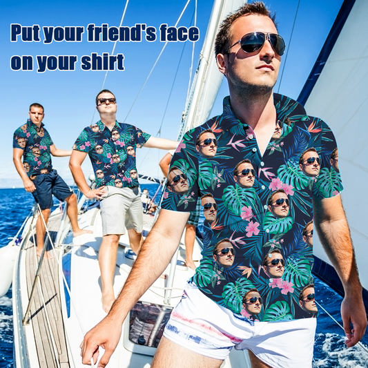 Custom Face Shirt Hawaiian Shirt Modern Bright Summer Print Design