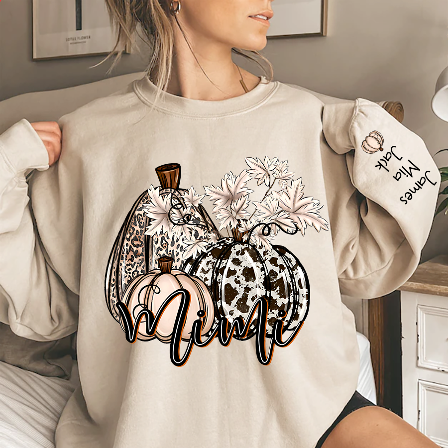 Personalized Mimi, Grandma cowhide pumpkin, Autumn Sweatshirt