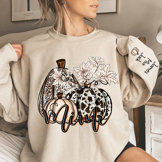 Personalized Mimi, Grandma cowhide pumpkin, Autumn Sweatshirt