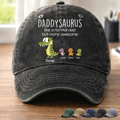 Daddysaurus Hat for Dad, Funny Dinosaur Cap for Fathers Day, Custom Daddy Baseball Cap Gift for Men, Cute Dino Dad Birthday Present