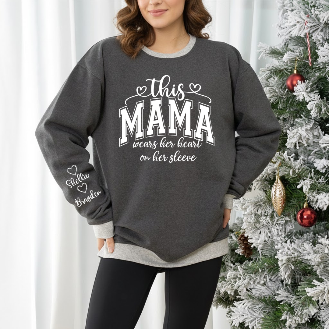 This Gigi Were Her Heart On Her Sleeve, Personalized Grandma and Grandkids Name