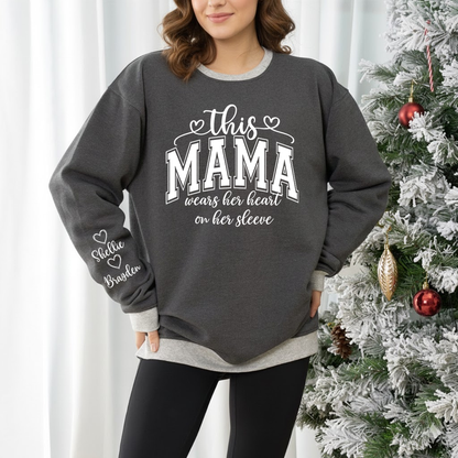 This Gigi Were Her Heart On Her Sleeve, Personalized Grandma and Grandkids Name