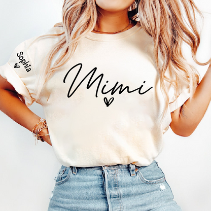 Personalized Name TShirt with Heart, Gift TShirt For Mimi And Grandkid
