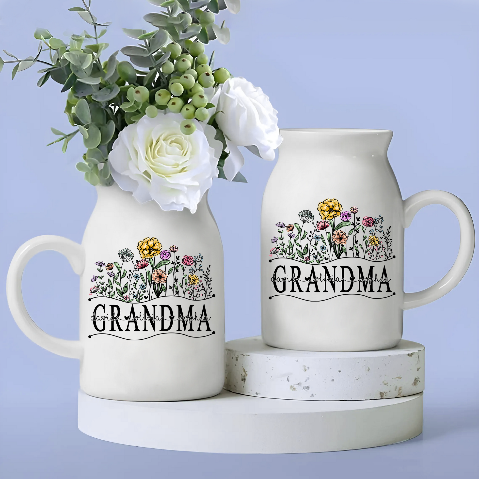 Art Wildflowers For Grandma And Kids - Custom Home Decoration Flower Vase According To Family Requirements - Warm Gift For Mother's Day, Ceramic Flower Vase