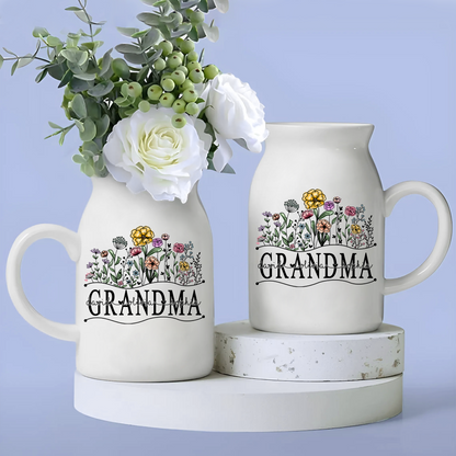 Art Wildflowers For Grandma And Kids - Custom Home Decoration Flower Vase According To Family Requirements - Warm Gift For Mother's Day, Ceramic Flower Vase