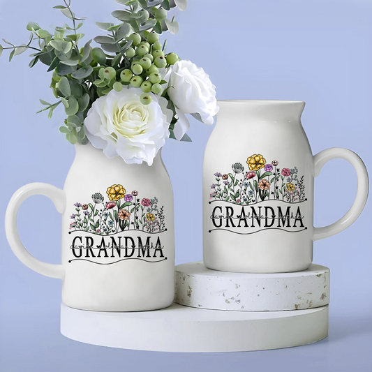 Art Wildflowers For Grandma And Kids - Custom Home Decoration Flower Vase According To Family Requirements - Warm Gift For Mother's Day, Ceramic Flower Vase