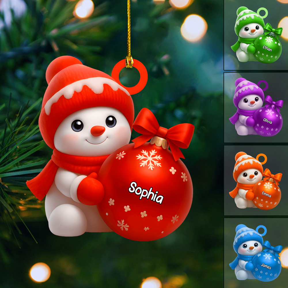 Personalized Snowman Christmas Ornament – Custom Name Cute Snowball Decoration for Kids and Family 2025 Ornament