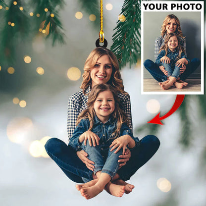 Customized Your Photo Family Ornament, Personalized Photo Mica Christmas Ornament