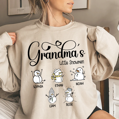 Merry Christmas Grandma Little Snowman Sweatshirt, Custom Gifts for Grandma and Grandchild