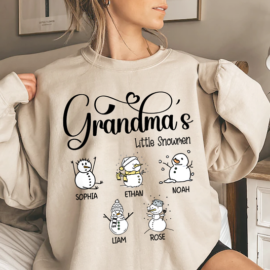 Merry Christmas Grandma Little Snowman Sweatshirt, Custom Gifts for Grandma and Grandchild
