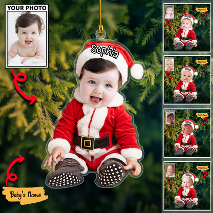 Custom Baby Photo Ornaments with Names, Personalized Christmas Ornaments