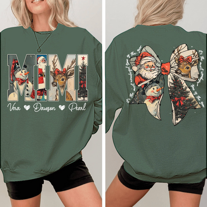Mimi Holiday Sweatshirt, Personalized Christmas Outfit for Grandma And Kids