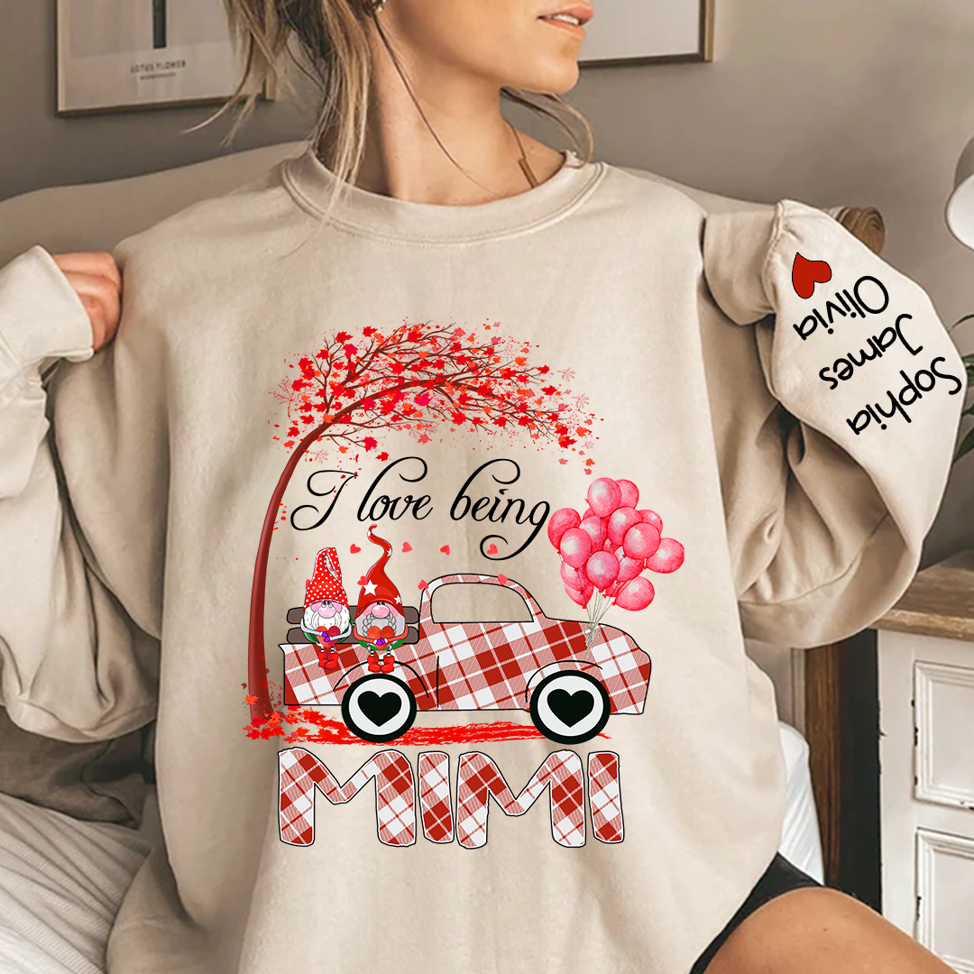 Personalized I Love Being Mimi Winter Truck, Gifts For Grandma Sweatshirt