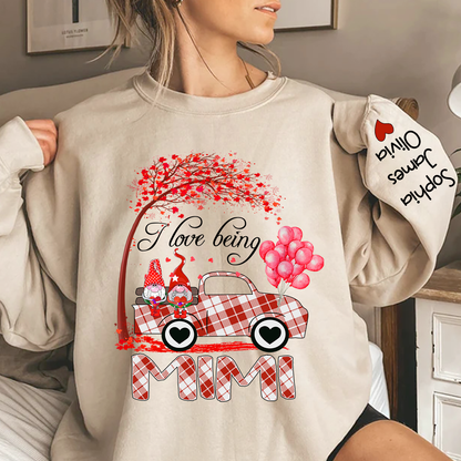 Personalized I Love Being Mimi Winter Truck, Gifts For Grandma Sweatshirt