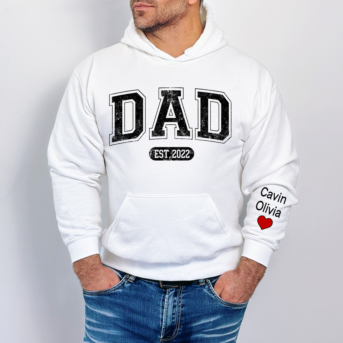 Personalized Dad Est With Kids Hoodie