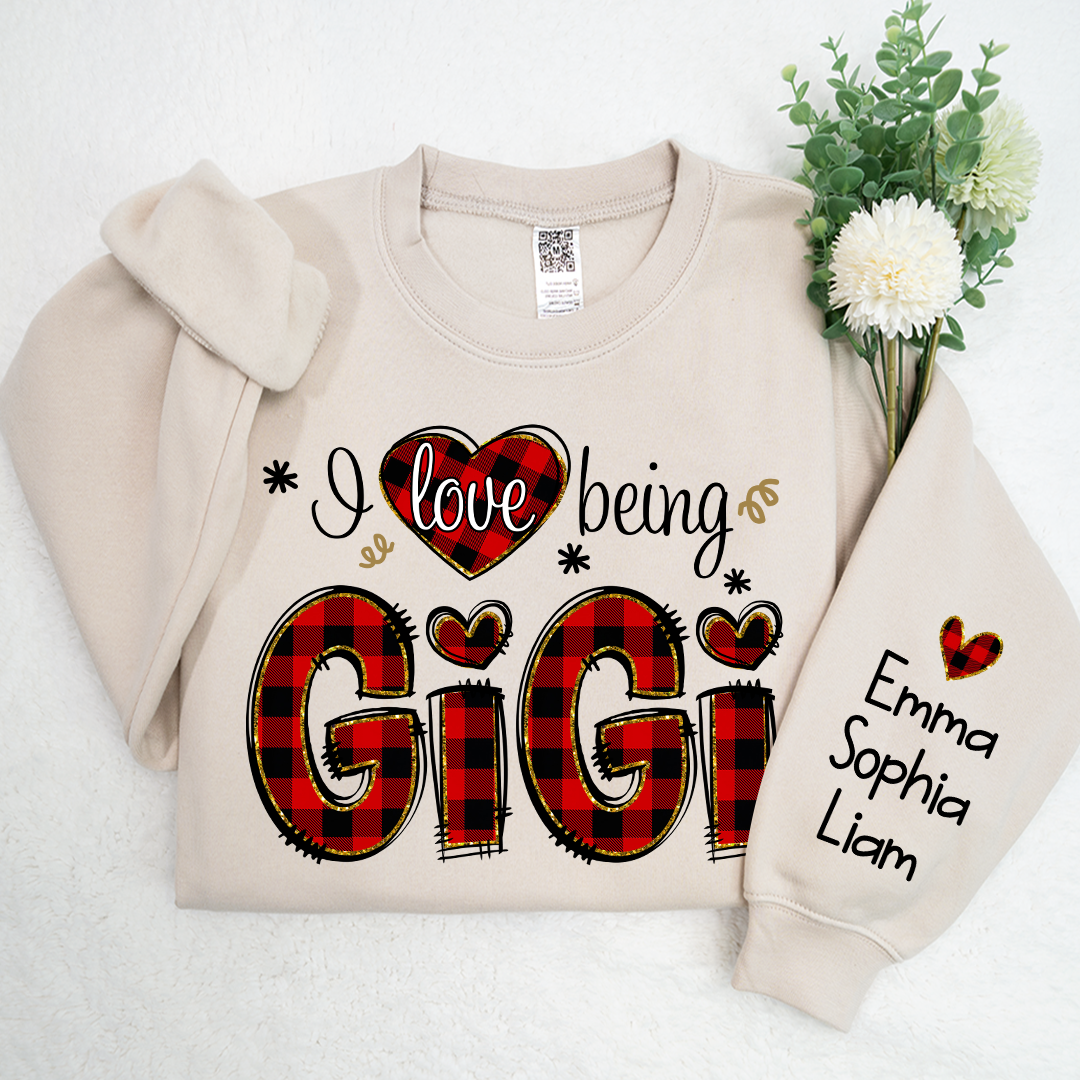 Personalized Love Being Gigi Christmas With Grandkids, Grandma Gift TH Sweatshirt