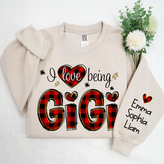 Personalized Love Being Gigi Christmas With Grandkids, Grandma Gift TH Sweatshirt