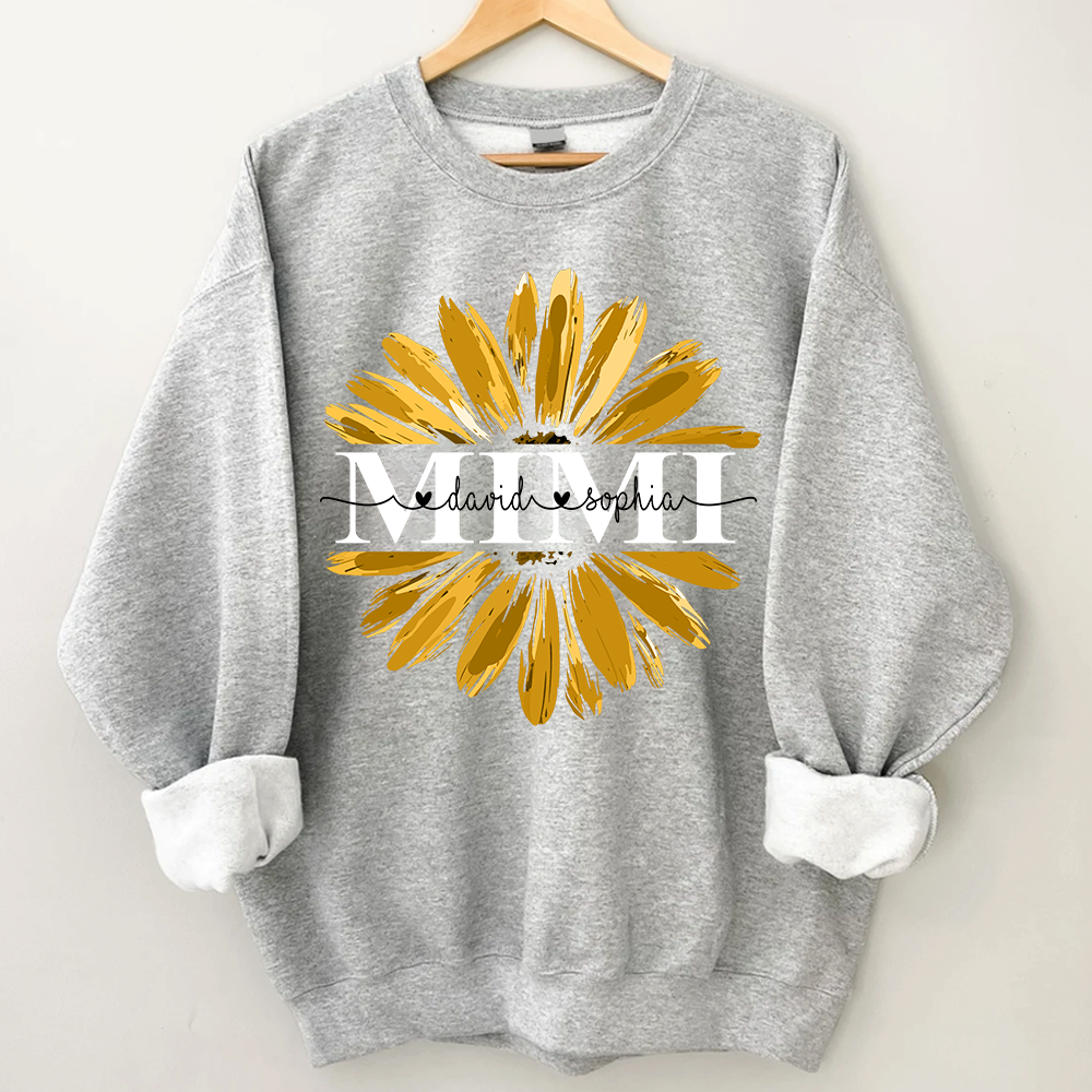 Mimi Yellow Daisy Flower With Grandkids Sweatshirt