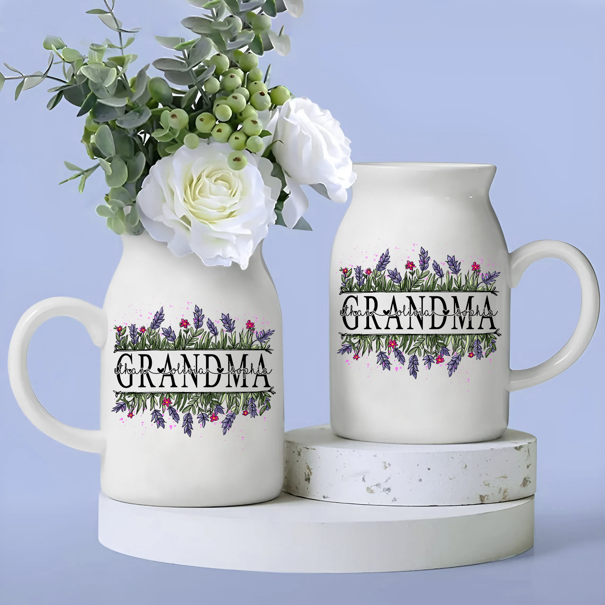 Flower Art For Grandma And Kids - Custom Home Decoration Flower Vase According To Family Requirements - Warm Gift For Mother's Day, Ceramic Flower Vase