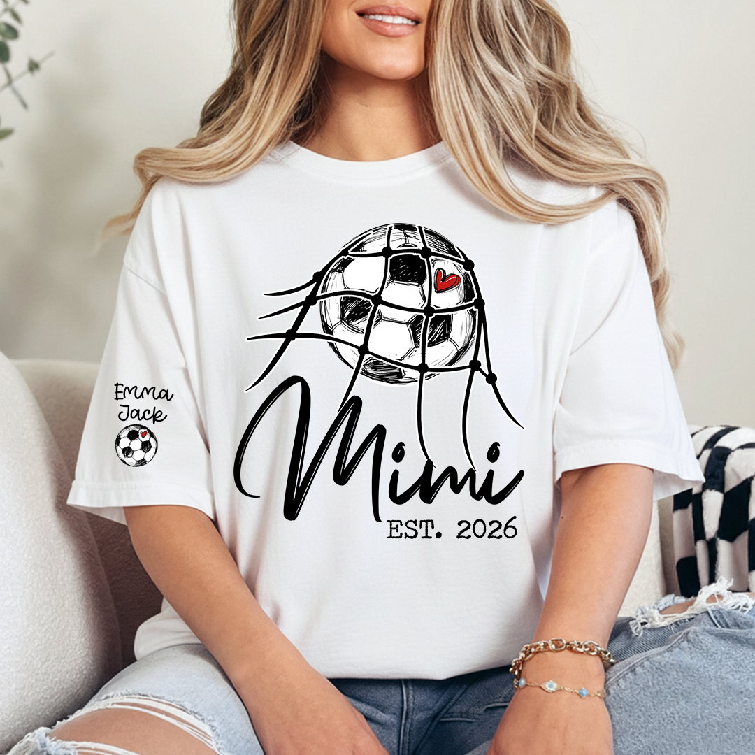 Children's Sports T-shirt, Custom Printed With Name, For Grandma, Soccer Mimi brand, Customizable With FoundingYear